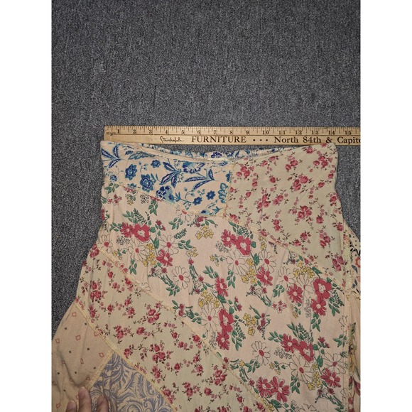 Paani Size M Asymmetric Bohemian Floral Skirt Scraf Hem Patchwork - Picture 9 of 13